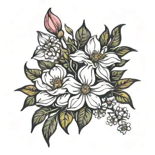 Bouquet Of Magnolia Flower And Daisy Flower