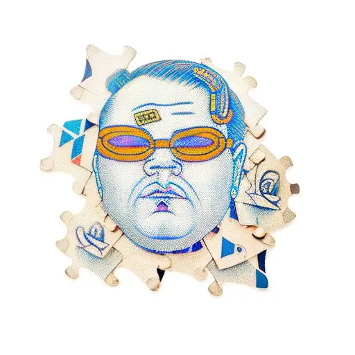 A Esenin's Portrait Made Entirely Out Of Tiny Wooden Puzzle Pieces