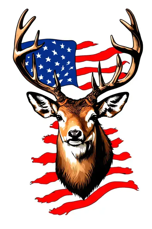 Irish Gun Deer American Flag