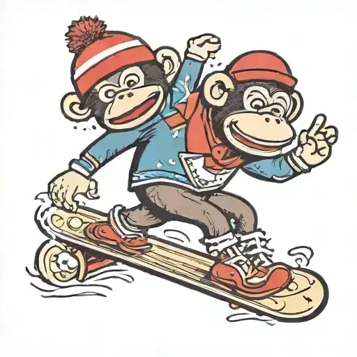 Sock Monkey Snowboarding No Wheels