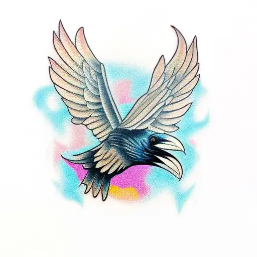 A Raven Surrounded By A Banner