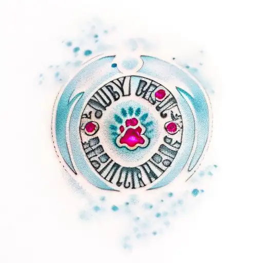 Ruby Gemstone With Dog Paw Print