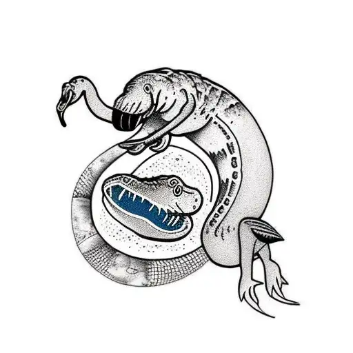 Flamingo With Manatee And Alligator