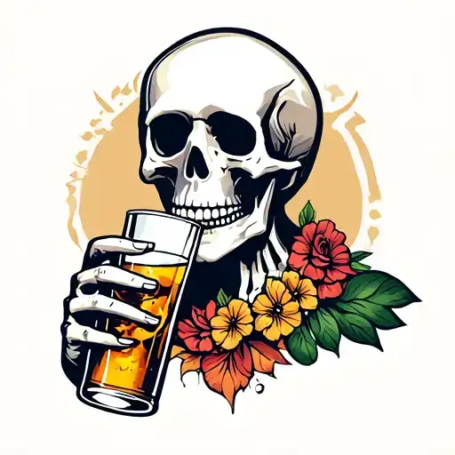 Skeleton Drinking Alcohol