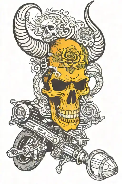 Capricorn Skull Motorcycle And Beers And The