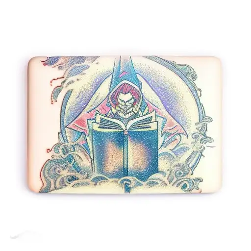 A Macbook Transformed Into A Magical Book With Fantasy Elements Emerging From Its Screen