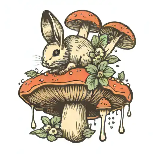 Mushroom With A Little Bunny Underneath