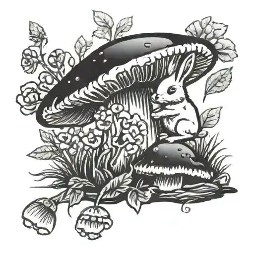 Mushroom With A Little Bunny Underneath