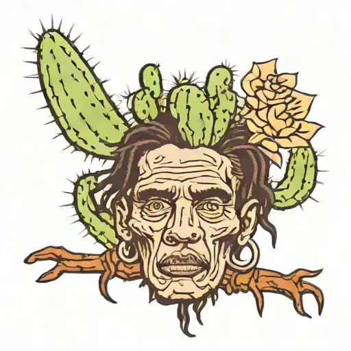 Cactus Whith Dreads And Travis Scott Signature Face