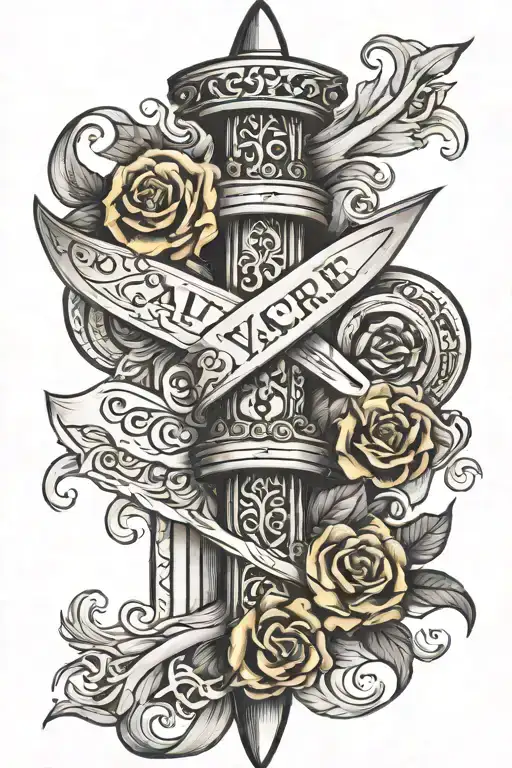 Dagger And Four Name Scrolls Wrapped