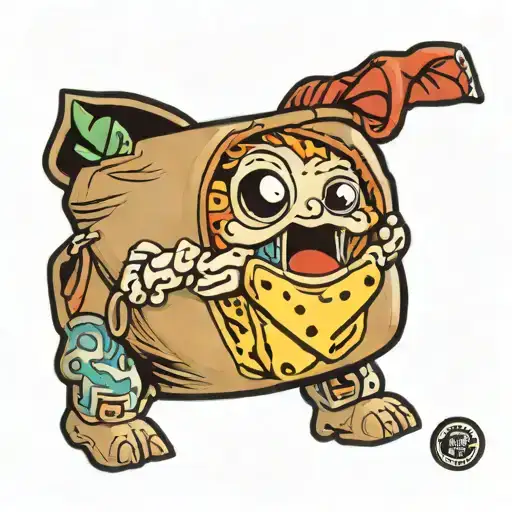 Cartoon Bag Holding A Burrito