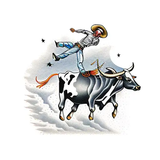 Cowboy Riding Cow