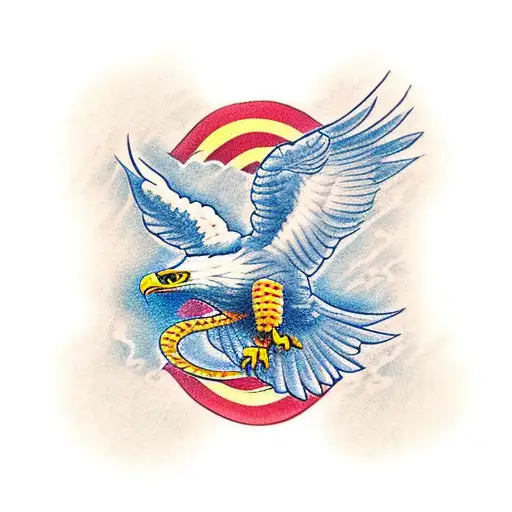 An Eagle Fighting A Snake