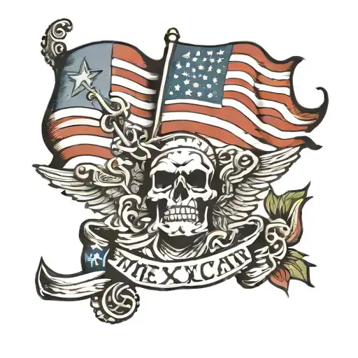 Mexican And American Flag Intertwined