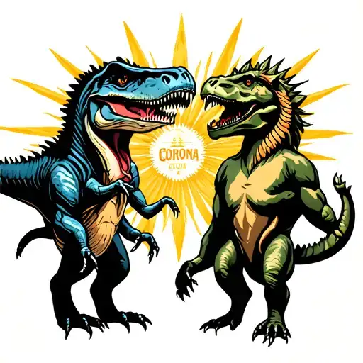 Dinosaur Vs Leon With Corona