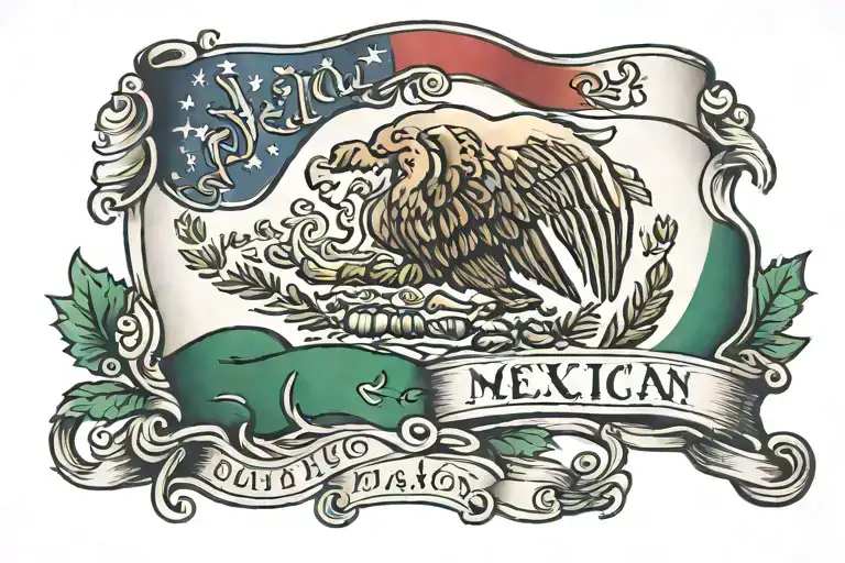 Mexican Flag With Last Name Incorporated