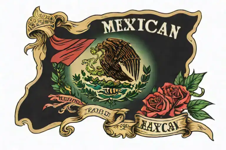 Mexican Flag With Last Name Incorporated