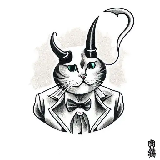 Tuxedo Cat With Horns Like The Devil