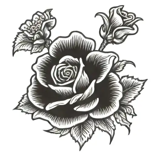 Daisy Flower Trad Tattoo Featuring A Rose