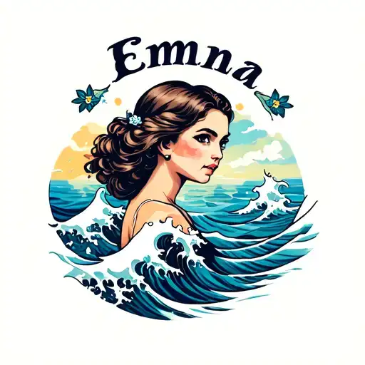 Name Emma With Ocean Waves