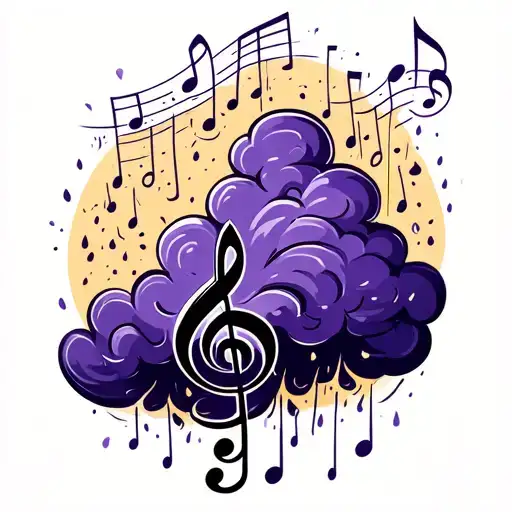 Rain Cloud Storming Violet Music Notes