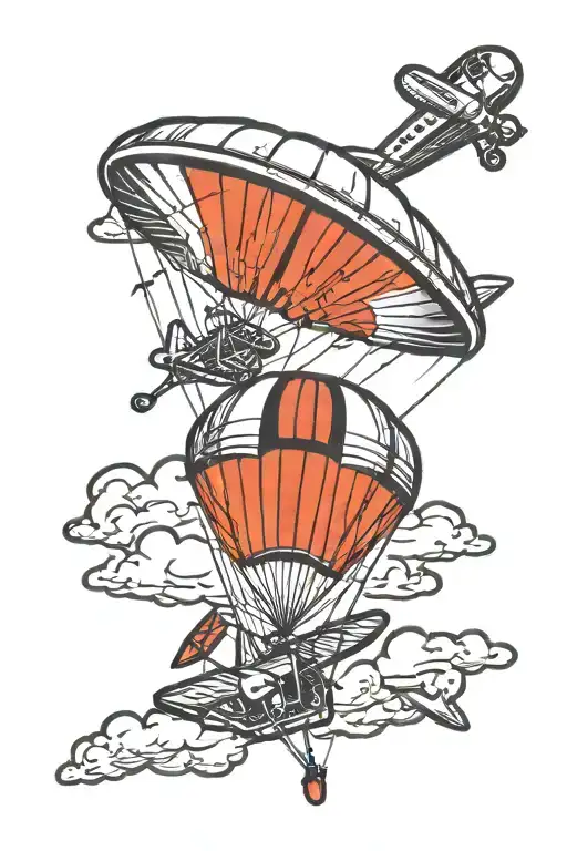 Airplane Parachute Falling