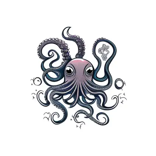 Girl Octopus With Hearts