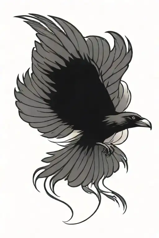 American Traditional Raven Attacking