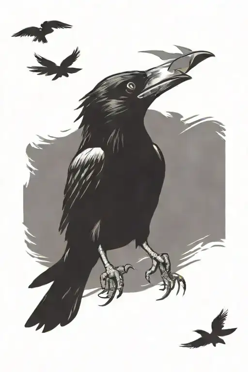 American Traditional Crow Attacking