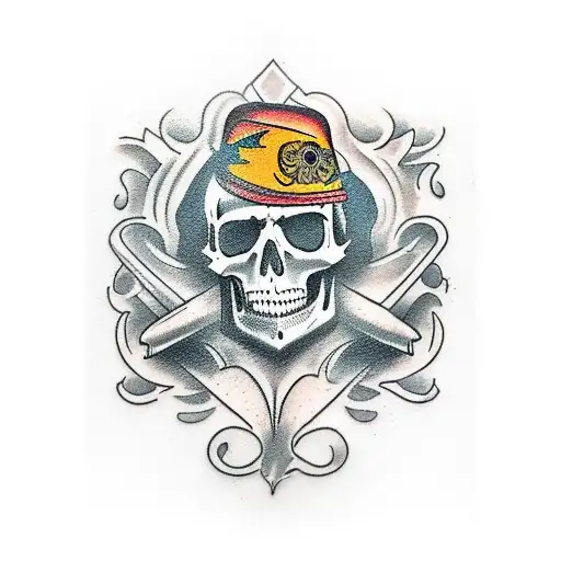 Acoustic Guitar With Skull