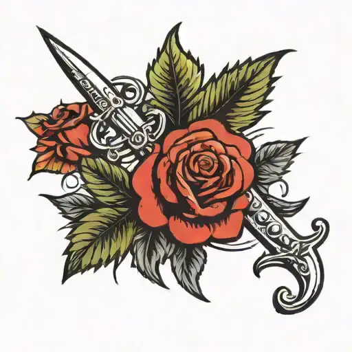 Dagger And Rose Intertwined