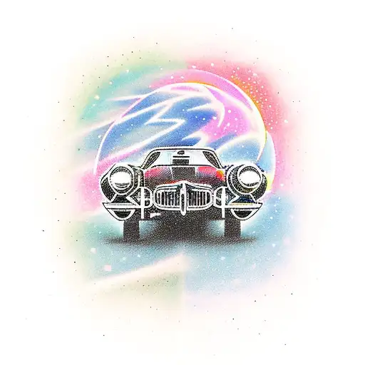 A Sleek Sports Car Speeding Through A Tunnel Of Vibrant Lights