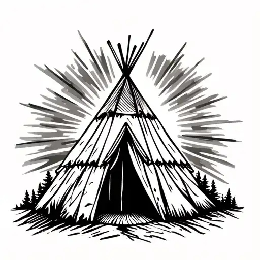 Traditional Teepee Northern Lights Background