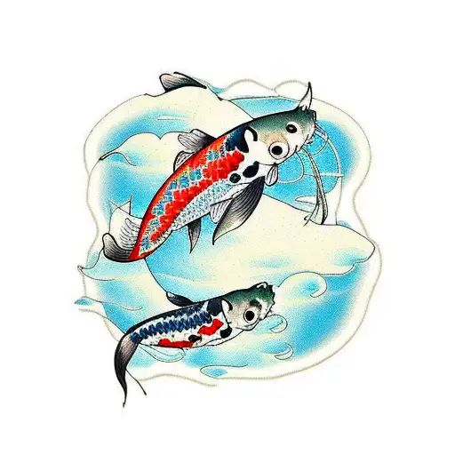 2 Koi Fish In A Pond