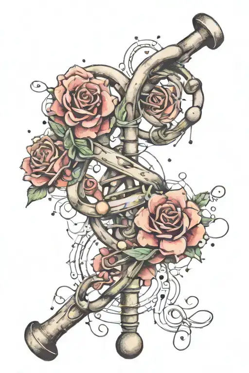 A Double Helix Dna Molecule With A Color And One Of The Ends Of This Molecule Turns Into A Rosary