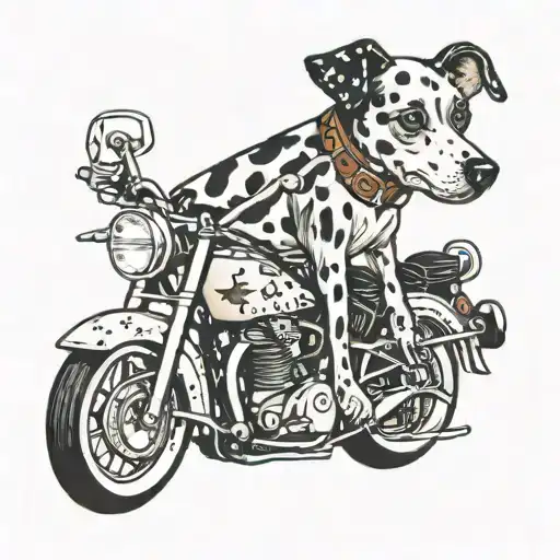 White Spotted Dog On Motorcycle