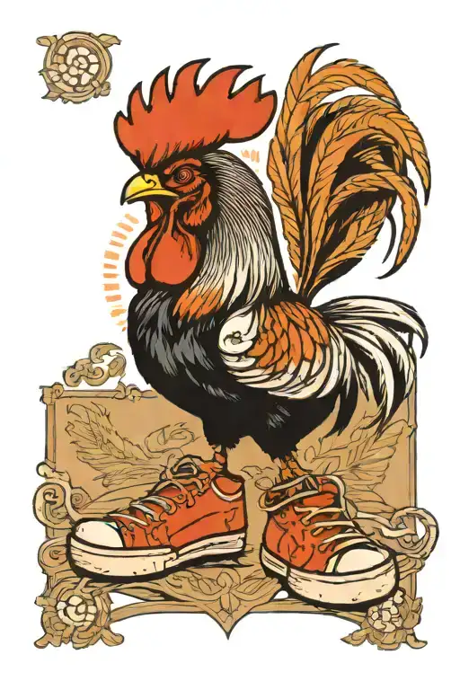 Rooster Wearing Sneakers