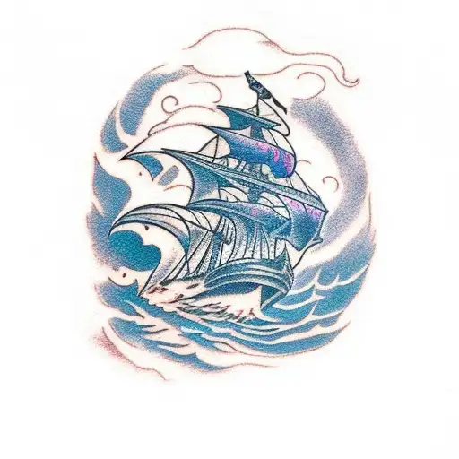 Demon Slayer Ship Sailing Through Stormy Seas