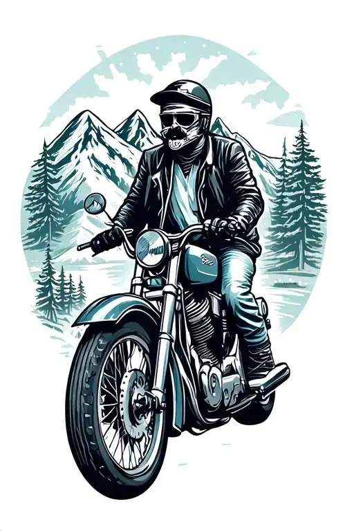 Motorcycle Mountain Scene