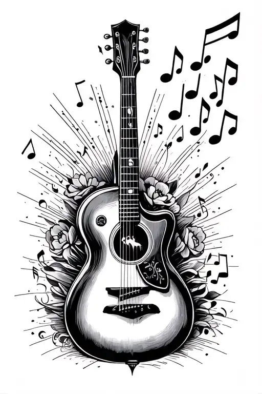 Guitar Music Notes Floating