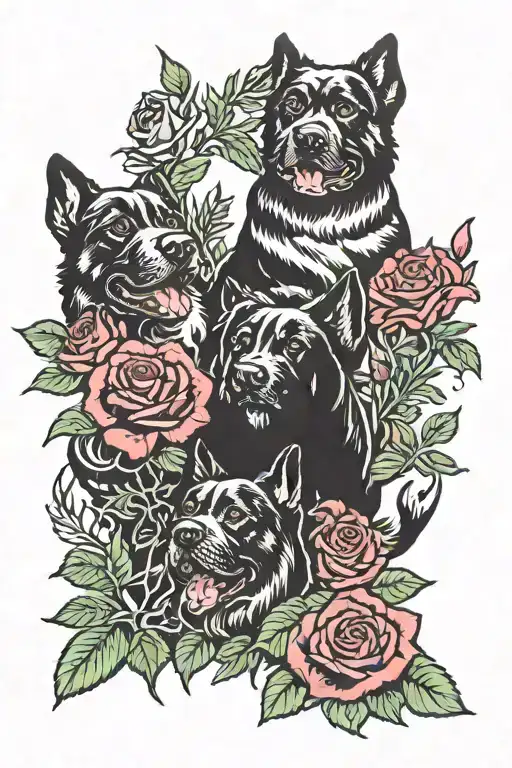 4 Dog Paws Going Up Surround By Grass And Roses