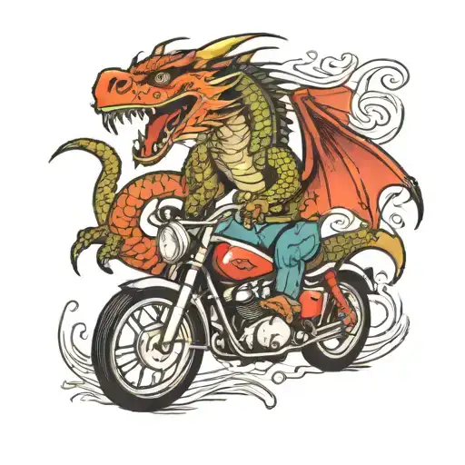 Dragon Riding A Motorbike