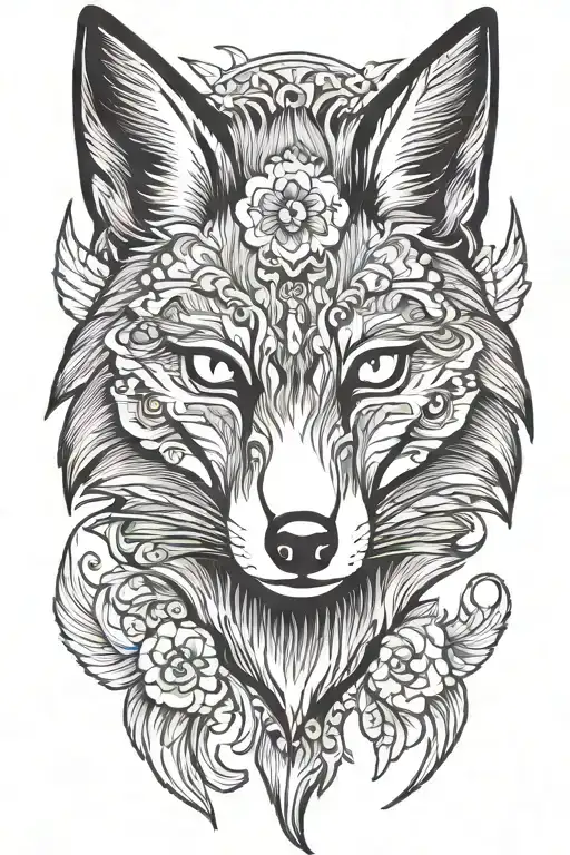 Black Fox Head With Haze