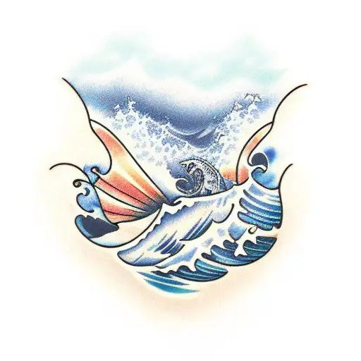 Ocean Wave Crashing Into Butterflies