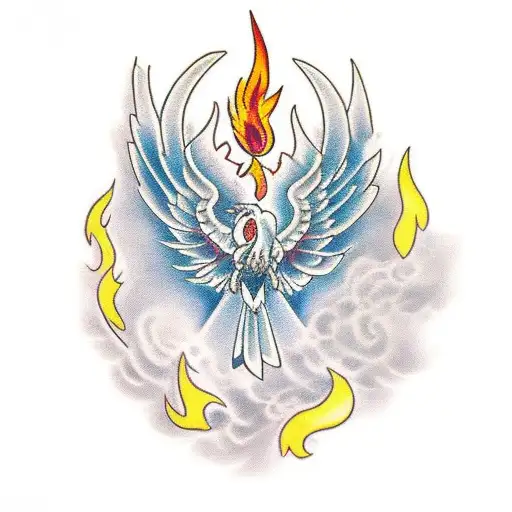 Design A Traditional Tattoo Featuring A Phoenix Rising From Flames