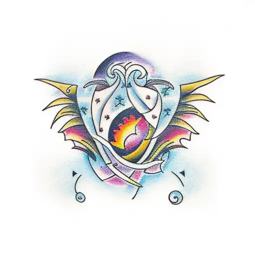 A Tattoo That Symbolises My Wife And Two Daughters In A Sunset