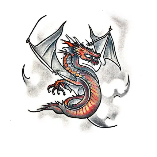 Dragon Blowing Fire Down Arm
