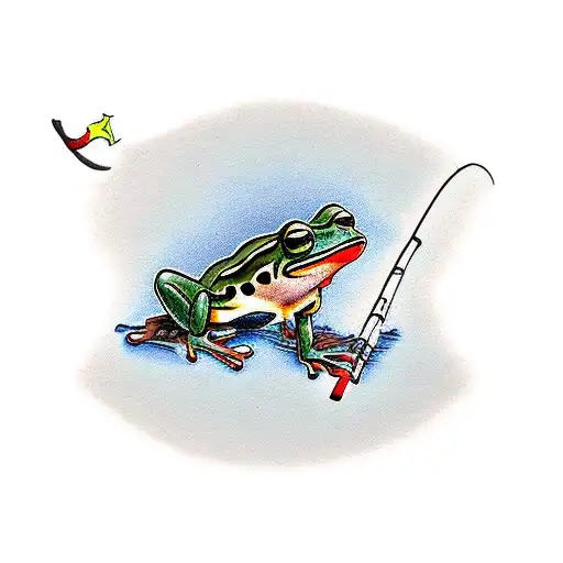 Frog Fishing And Smoking Cigar