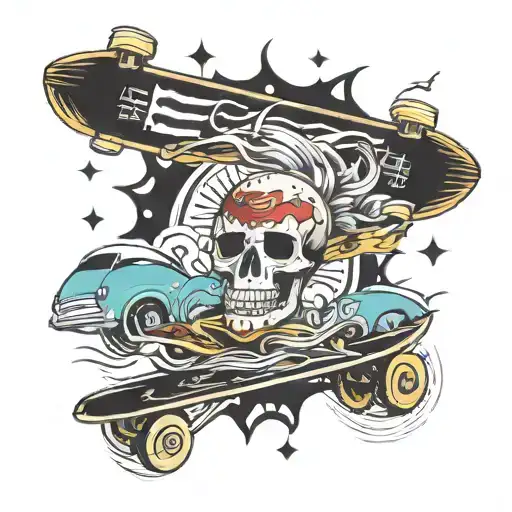 Skate Board And Surf Board Broken Together Symbolizing The Client's