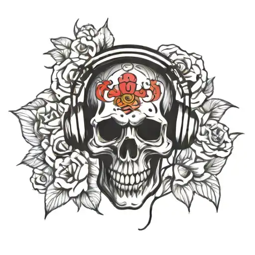 Skull Wearing Headphones